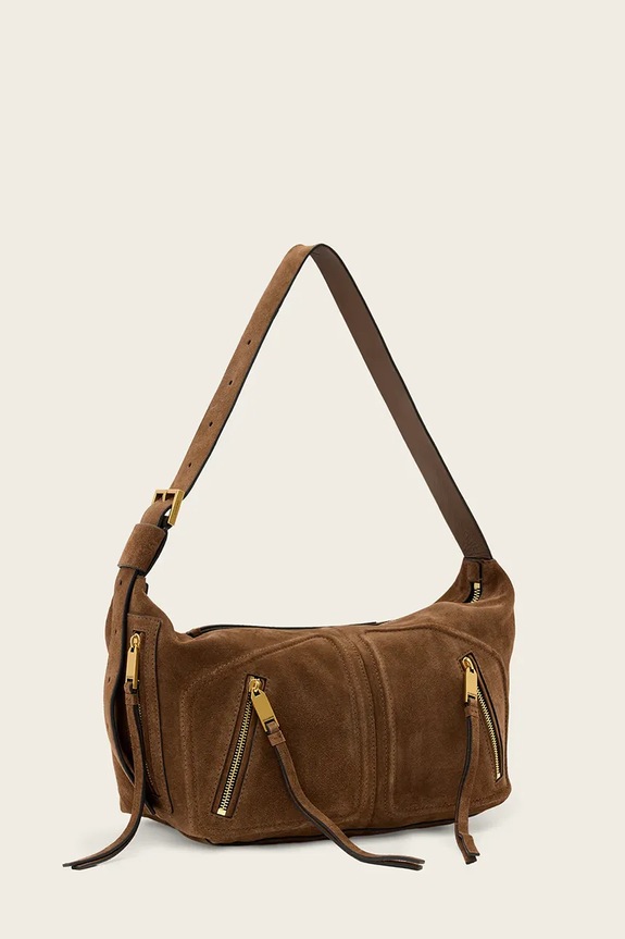 Doplňky AllSaints hobo kabelka dámská semišová JEAN W377XE hnědá