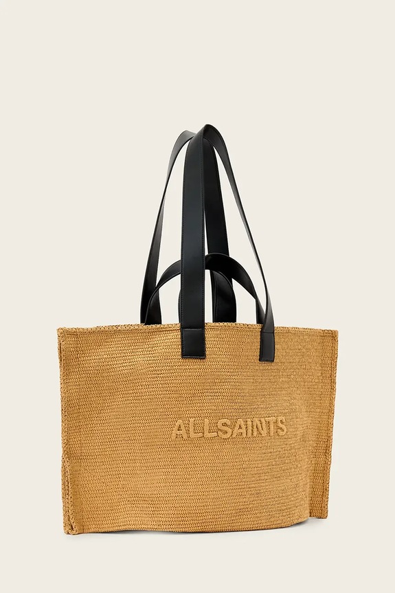 Akcesoria AllSaints torebka tote damska pleciona LUTECE W355XE brązowy