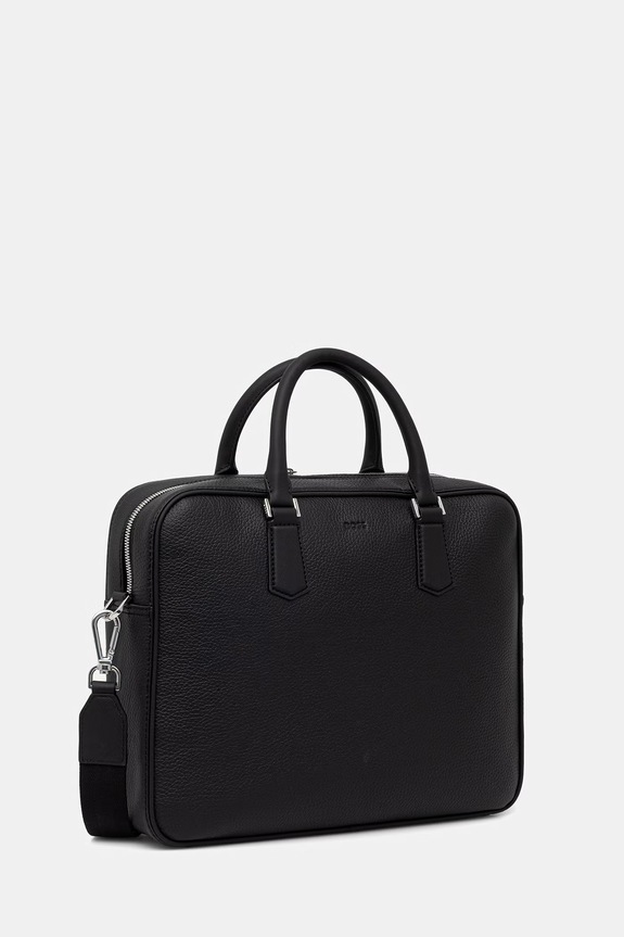 BOSS torba za prenosnik moška usnjena New Crosstown_Doc 50541864 črna AW26