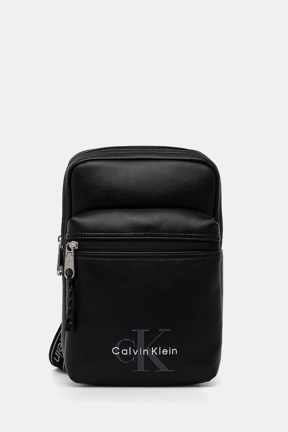 Calvin Klein saszetka męska z imitacji skóry czarny LV04D3449G