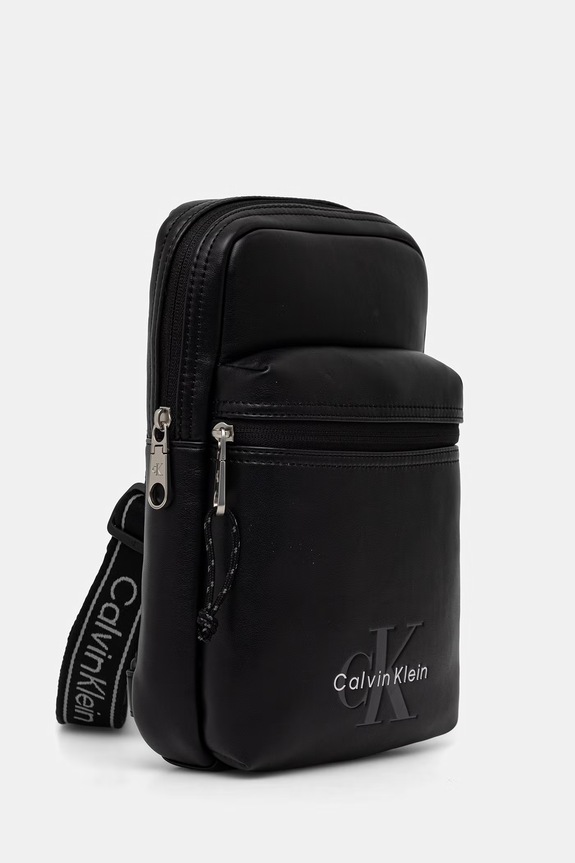 Calvin Klein saszetka męska z imitacji skóry LV04D3449G czarny AW26