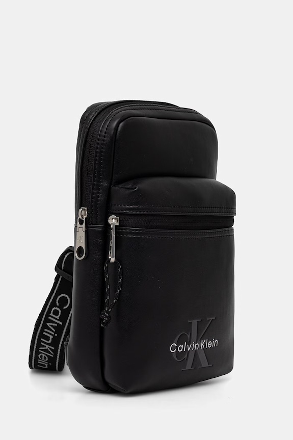 Calvin Klein saszetka męska z imitacji skóry LV04D3449G czarny AW26