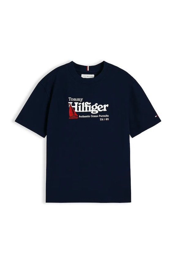Tommy Hilfiger T-shirt dziecięcy bawełniany KB0KB10516.128.176.9BY2 granatowy AW26