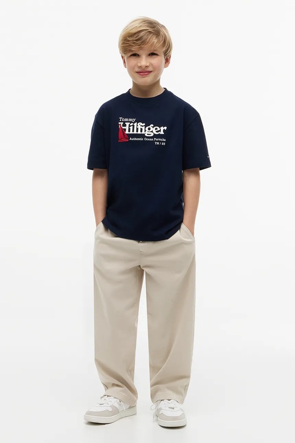 Tommy Hilfiger T-shirt dziecięcy bawełniany granatowy KB0KB10516.128.176.9BY2