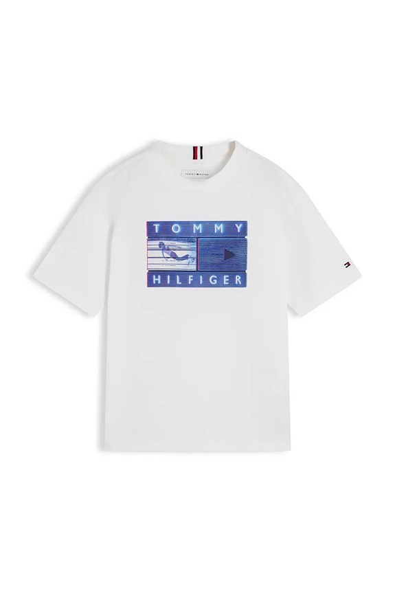 Tommy Hilfiger T-shirt dziecięcy bawełniany KB0KB10518.128.176.9BY2 biały AW26
