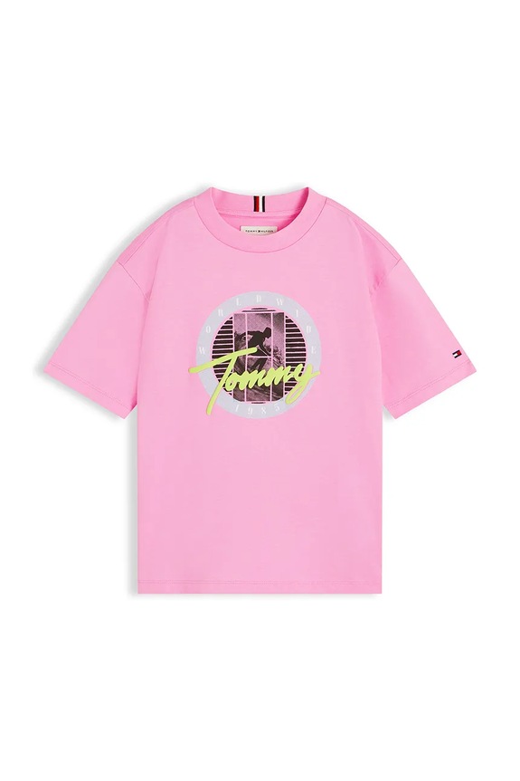 Tommy Hilfiger tričko dětské bavlněné KB0KB10518.128.176.9BY2 růžová AW26