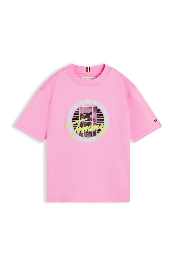Tommy Hilfiger tričko dětské bavlněné KB0KB10518.128.176.9BY2 růžová AW26