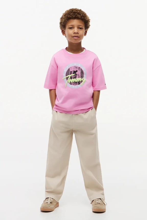 Tommy Hilfiger tričko dětské bavlněné KB0KB10518.128.176.9BY2 růžová