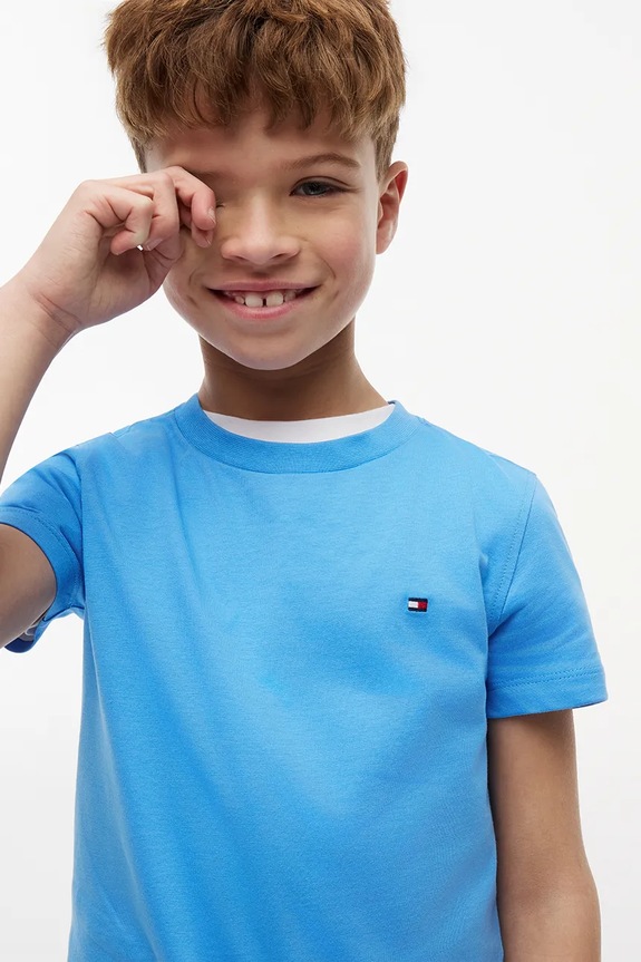 Tommy Hilfiger T-shirt dziecięcy bawełniany KB0KB06879.128.176.9BY2 niebieski