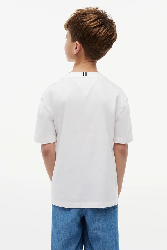 Chłopiec Tommy Hilfiger T-shirt dziecięcy bawełniany KB0KB10546.128.176.9BY2 biały