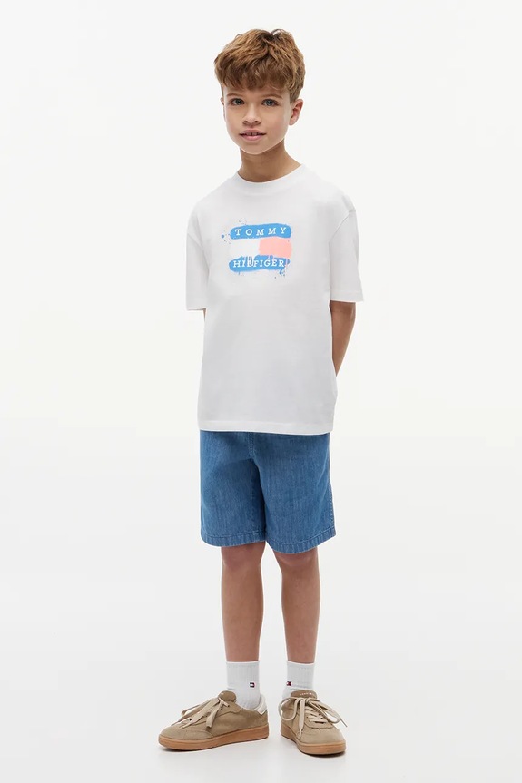 Tommy Hilfiger T-shirt dziecięcy bawełniany biały KB0KB10546.128.176.9BY2