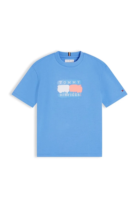 Tommy Hilfiger T-shirt dziecięcy bawełniany KB0KB10546.128.176.9BY2 niebieski AW26