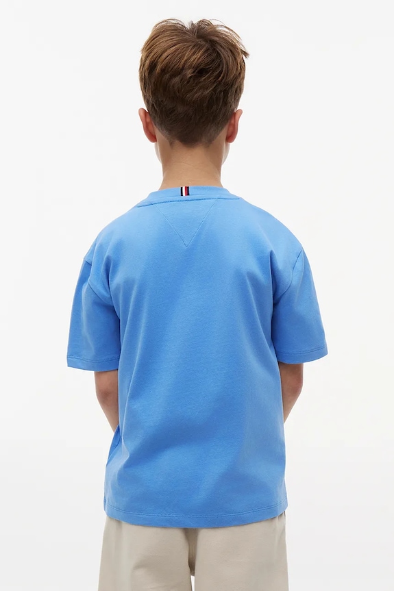 Chłopiec Tommy Hilfiger T-shirt dziecięcy bawełniany KB0KB10546.128.176.9BY2 niebieski