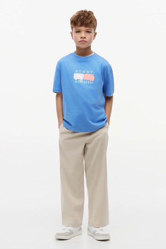 Tommy Hilfiger T-shirt dziecięcy bawełniany niebieski KB0KB10546.128.176.9BY2