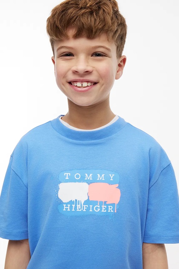 Tommy Hilfiger T-shirt dziecięcy bawełniany KB0KB10546.128.176.9BY2 niebieski