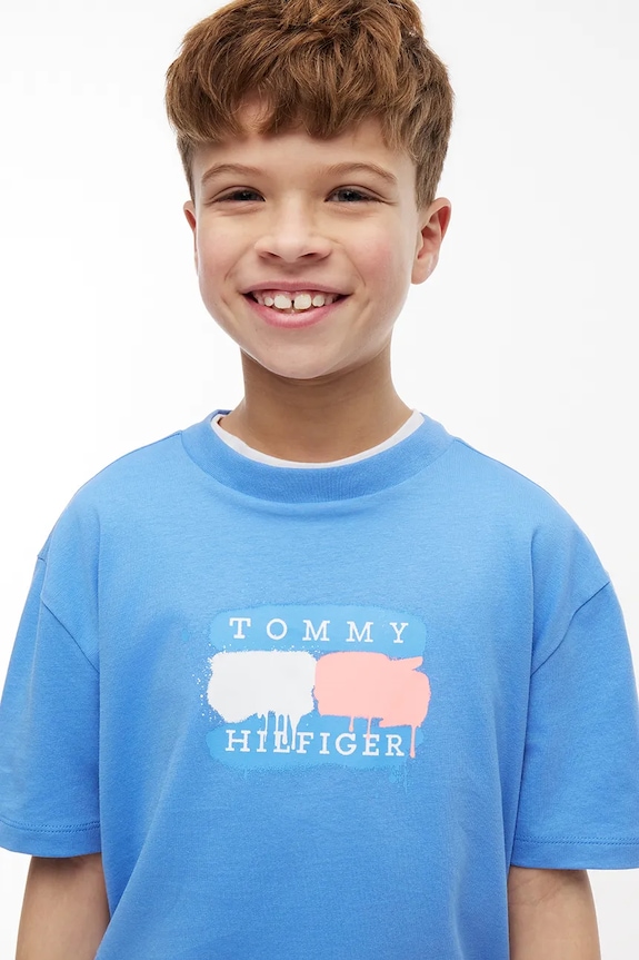 Tommy Hilfiger T-shirt dziecięcy bawełniany KB0KB10546.128.176.9BY2 niebieski
