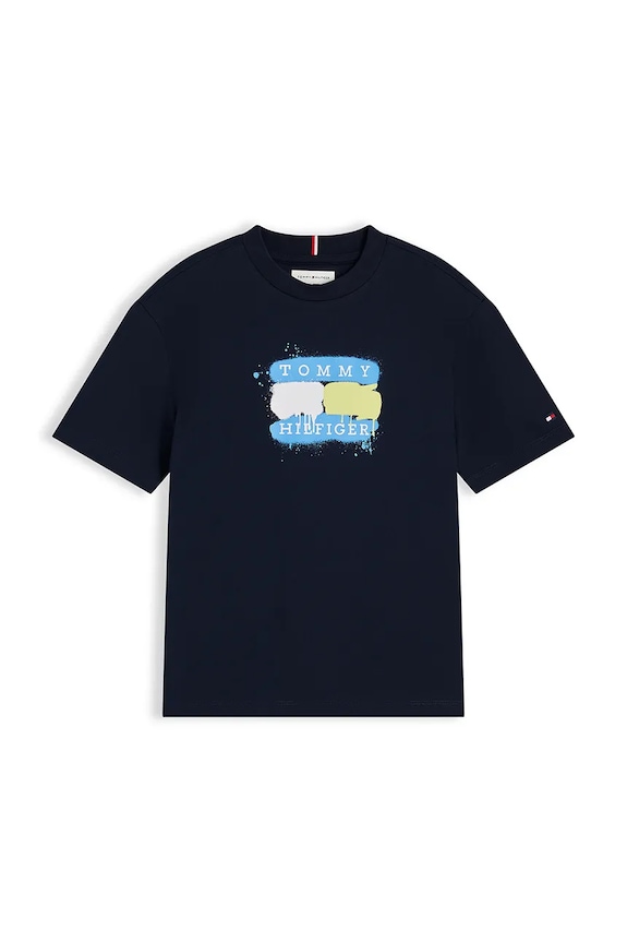 Tommy Hilfiger T-shirt dziecięcy bawełniany KB0KB10546.128.176.9BY2 granatowy AW26