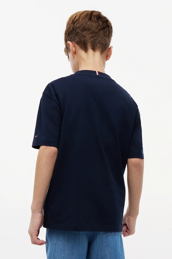 Chłopiec Tommy Hilfiger T-shirt dziecięcy bawełniany KB0KB10546.128.176.9BY2 granatowy