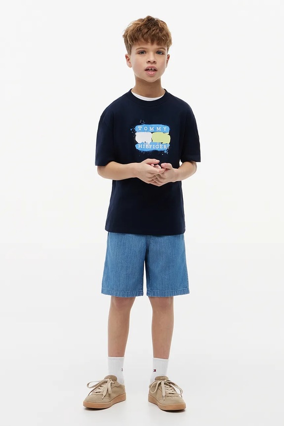 Tommy Hilfiger T-shirt dziecięcy bawełniany granatowy KB0KB10546.128.176.9BY2