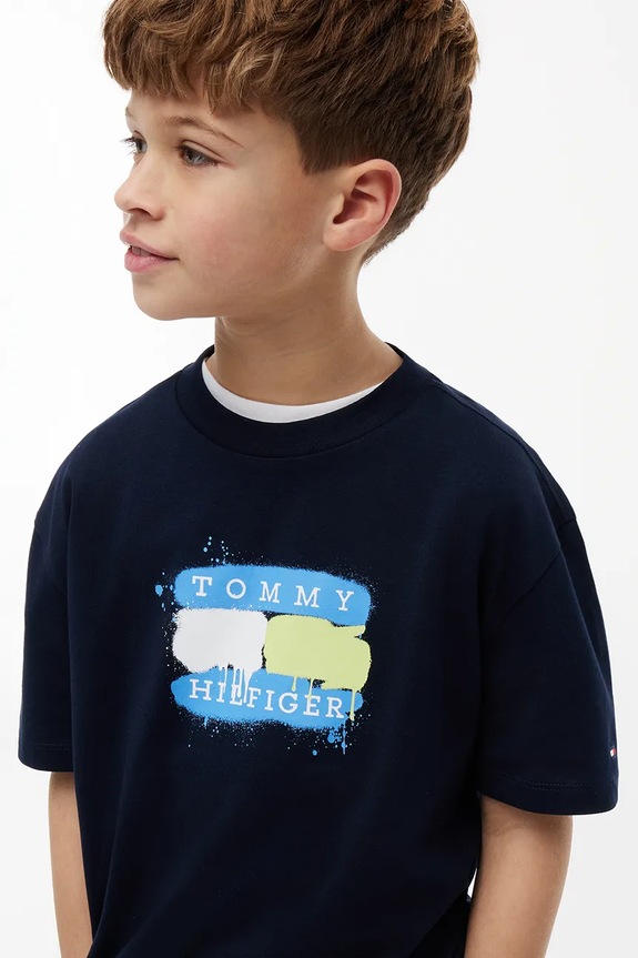 Tommy Hilfiger T-shirt dziecięcy bawełniany KB0KB10546.128.176.9BY2 granatowy