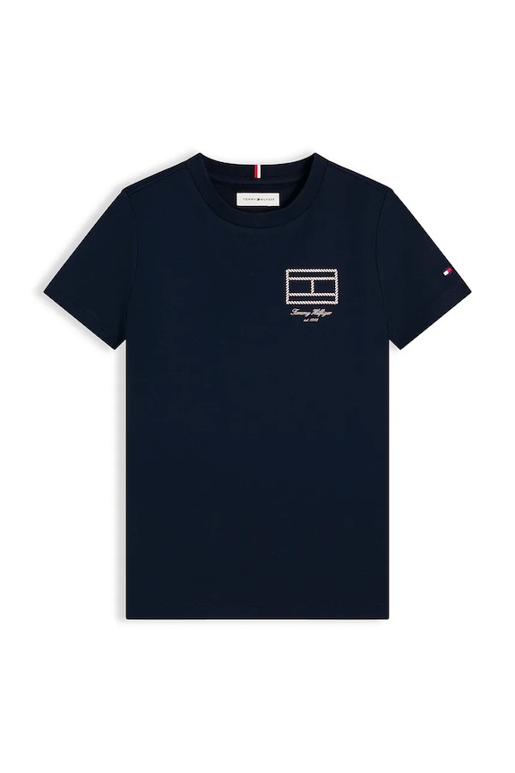 Tommy Hilfiger T-shirt dziecięcy bawełniany KB0KB10590.104.122.9BY2 granatowy AW26