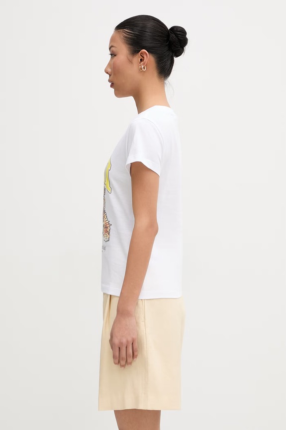 GANNI T-shirt bawełniany damski A1050258 biały AW26