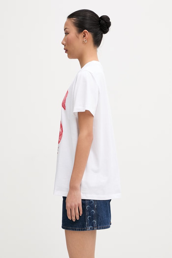 GANNI T-shirt bawełniany damski A1050247 biały AW26