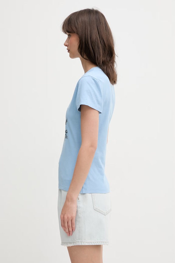 GANNI T-shirt bawełniany damski A1050239 niebieski AW26