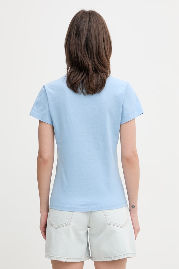 Odzież GANNI T-shirt bawełniany damski A1050239 niebieski