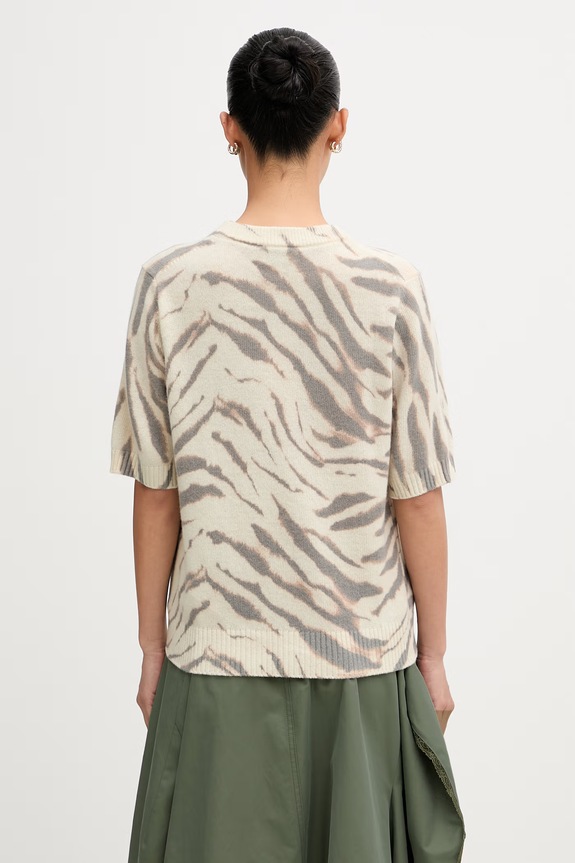 Odzież GANNI T-shirt damski z wełną A1050227 beżowy