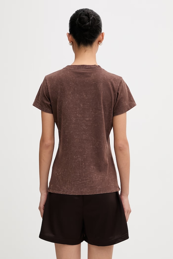 Odzież GANNI T-shirt bawełniany damski A1050204 brązowy