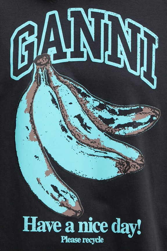 GANNI T-shirt bawełniany damski czarny A1050200