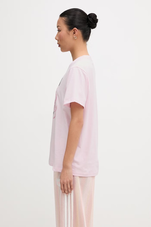 GANNI T-shirt bawełniany damski A1050197 różowy AW26