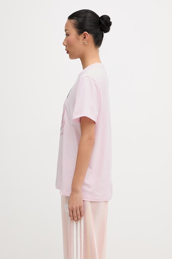 GANNI T-shirt bawełniany damski A1050197 różowy AW26