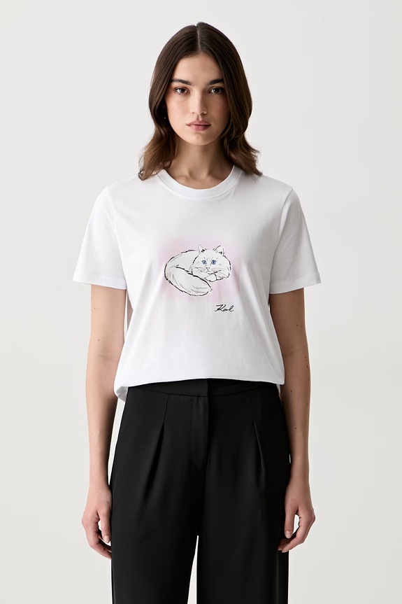 Karl Lagerfeld T-shirt damski bawełniany biały B3W17069