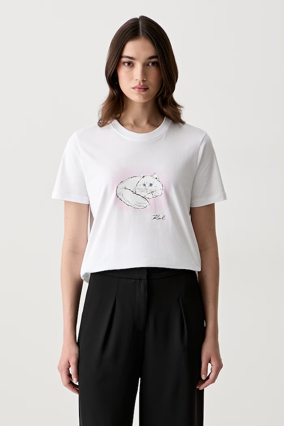 Karl Lagerfeld T-shirt damski bawełniany biały B3W17069