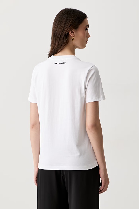 Odzież Karl Lagerfeld T-shirt damski bawełniany B3W17069 biały