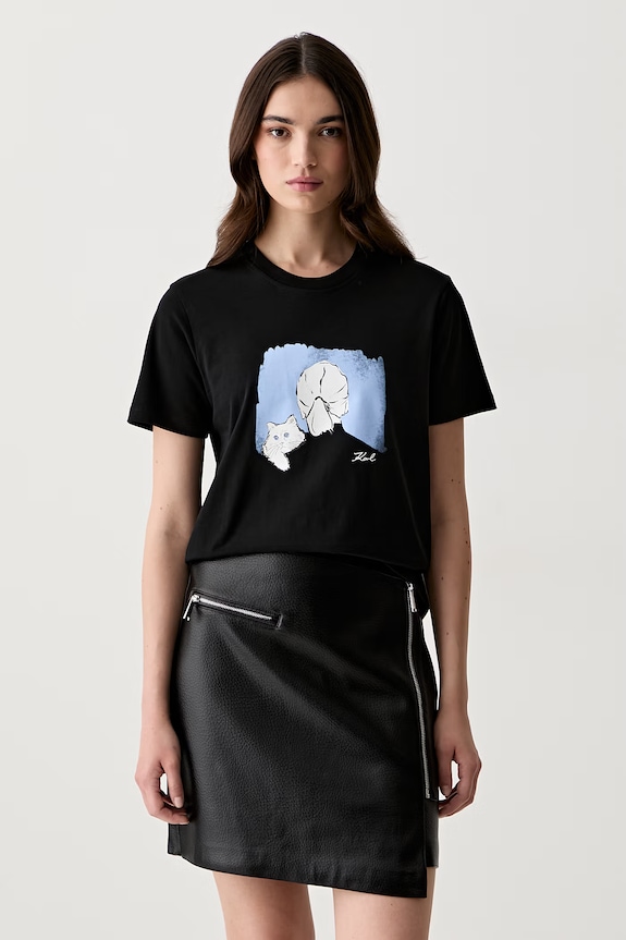Karl Lagerfeld T-shirt damski bawełniany czarny B3W17069