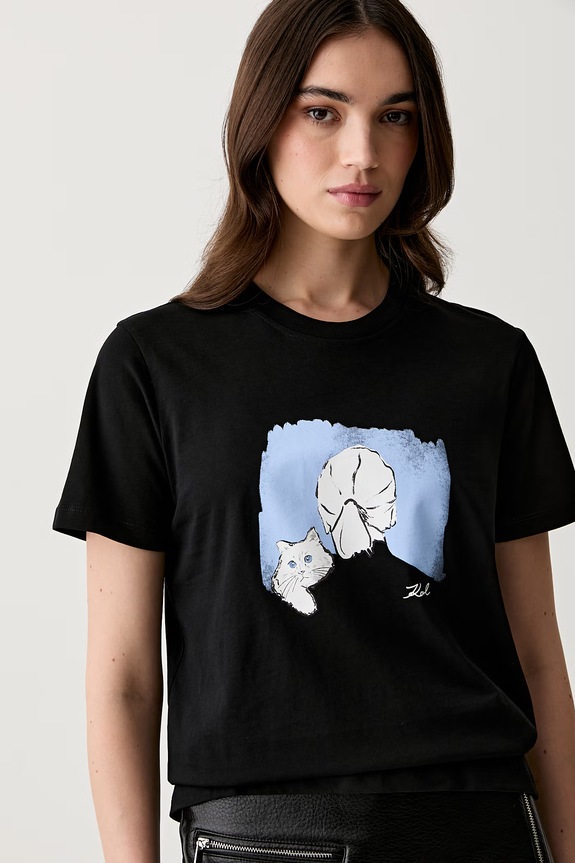 Karl Lagerfeld T-shirt damski bawełniany czarny B3W17069