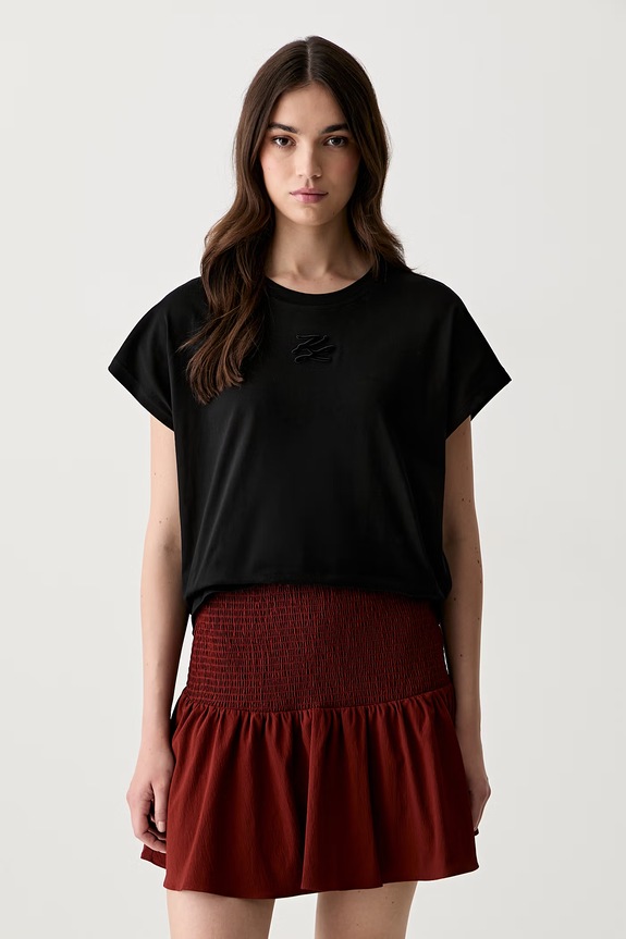 Karl Lagerfeld T-shirt damski bawełniany czarny B3W17070