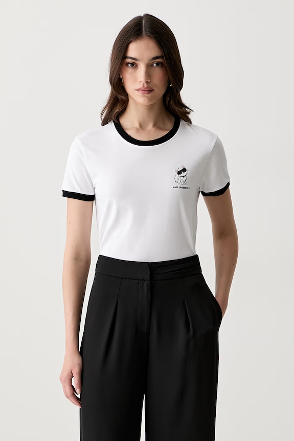 Karl Lagerfeld T-shirt damski bawełniany IKON biały B3W17092