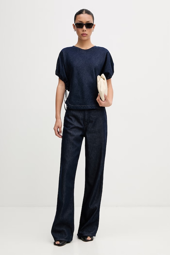 Rag & Bone blúzka dámska rifľová Laura RJ6226PSUOC tmavomodrá AW26