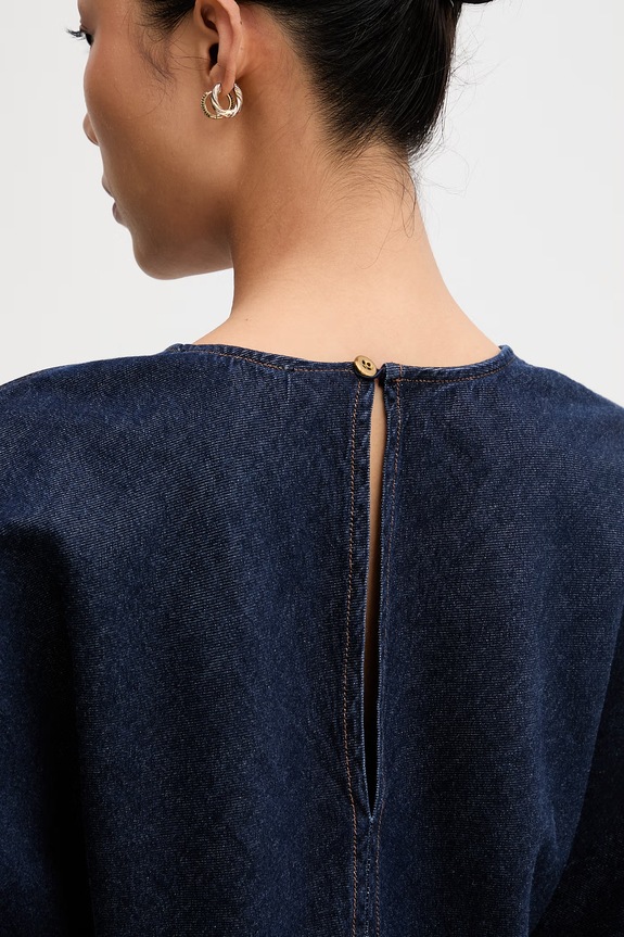 Rag & Bone blúzka dámska rifľová Laura RJ6226PSUOC tmavomodrá