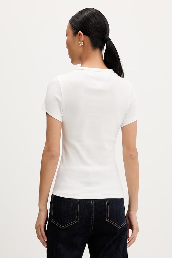 Oblečenie Tommy Jeans tričko dámske bavlnené s elastanom DW0DW22809 biela