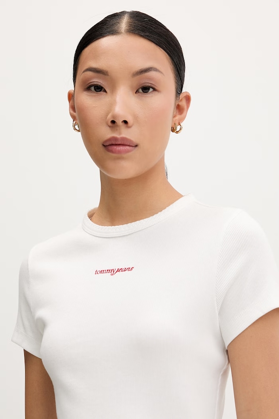 Tommy Jeans tričko dámske bavlnené s elastanom biela DW0DW22809