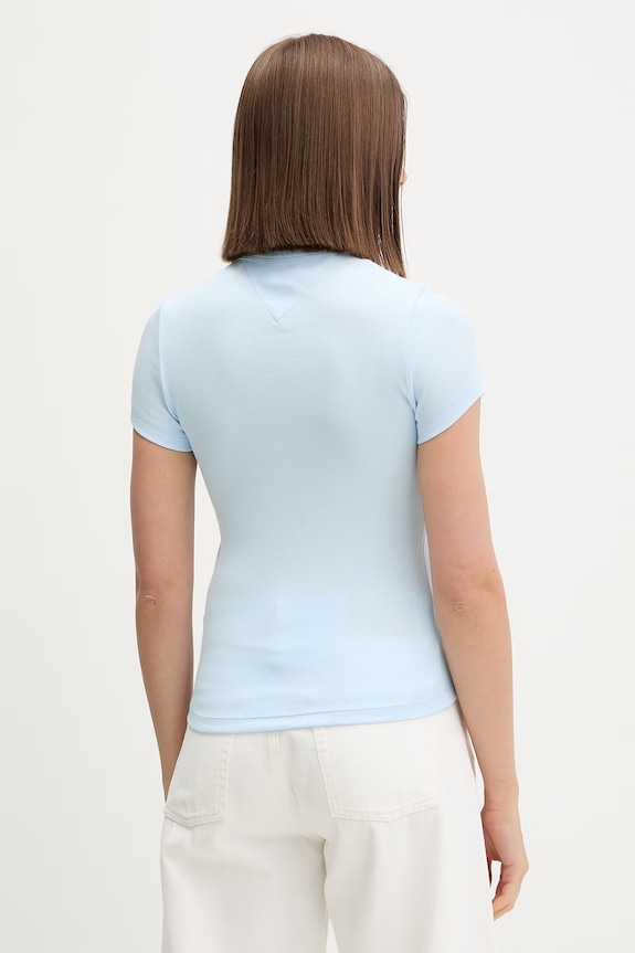 Îmbrăcăminte Tommy Jeans tricou pentru femei, din bumbac cu elastan DW0DW22809 albastru