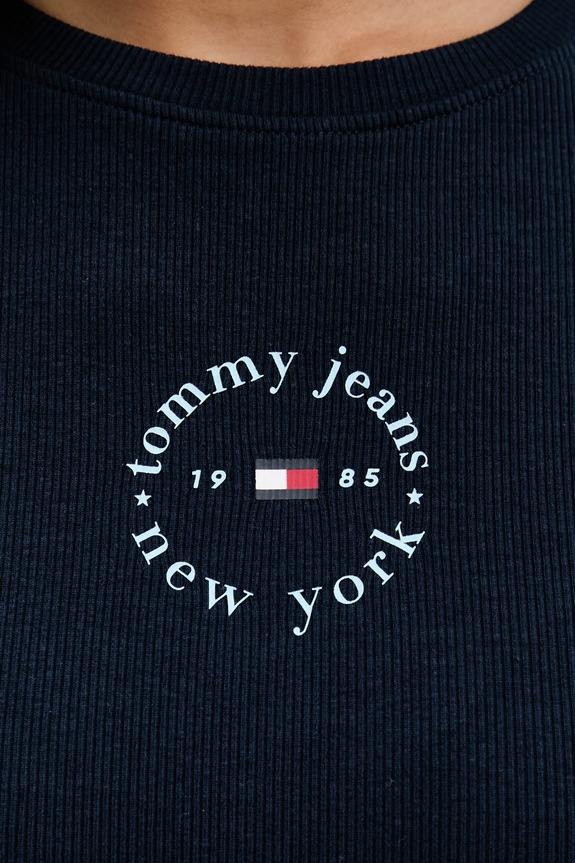 Tommy Jeans tričko dámské bavlněné s elastanem DW0DW22807 námořnická modř