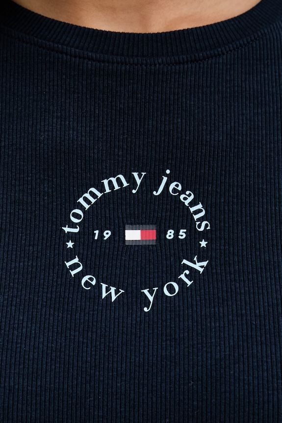 Tommy Jeans tričko dámské bavlněné s elastanem DW0DW22807 námořnická modř