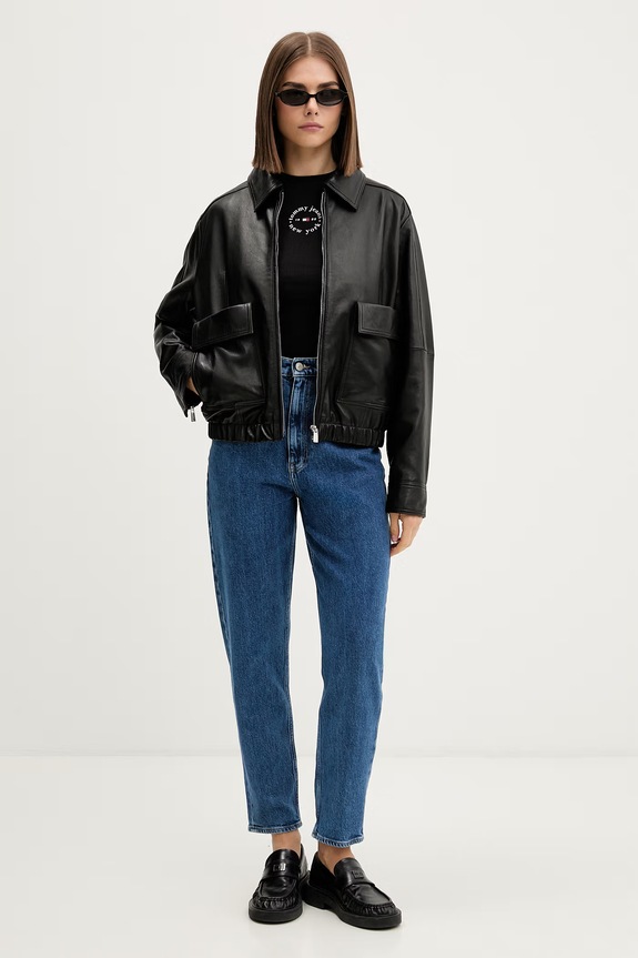 Tommy Jeans tricou pentru femei, din bumbac cu elastan DW0DW22807 negru AW26