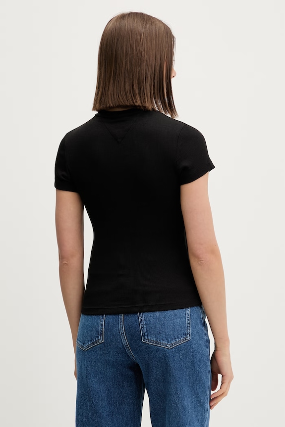 Îmbrăcăminte Tommy Jeans tricou pentru femei, din bumbac cu elastan DW0DW22807 negru